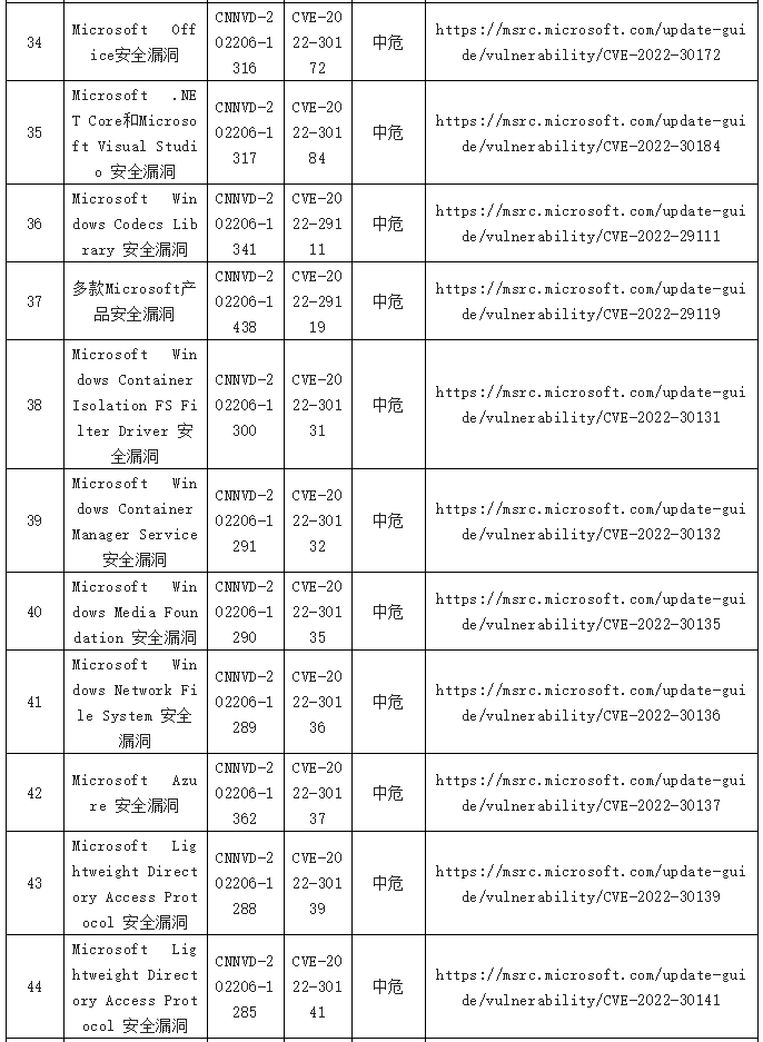 金瀚信安：2022年CNNVD信息安全漏洞周報（第25期）表6.4